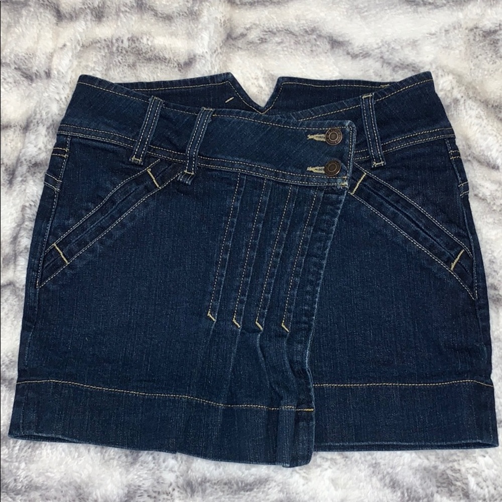 bebe denim mini skirt